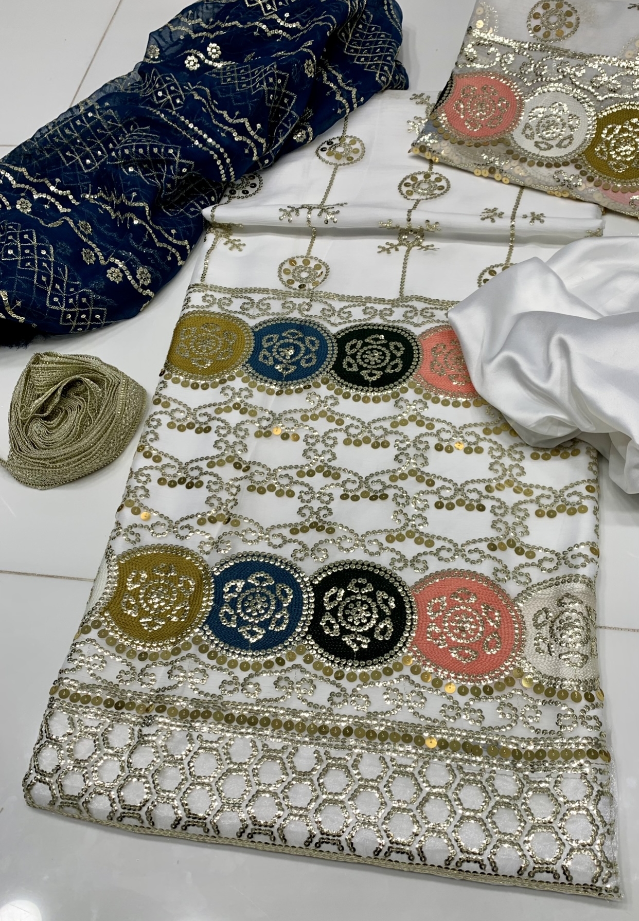 Katori Embroidered Crinkle Chiffon 3pc