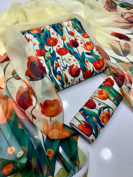 Digital Printed Swiss Lawn 3pc
