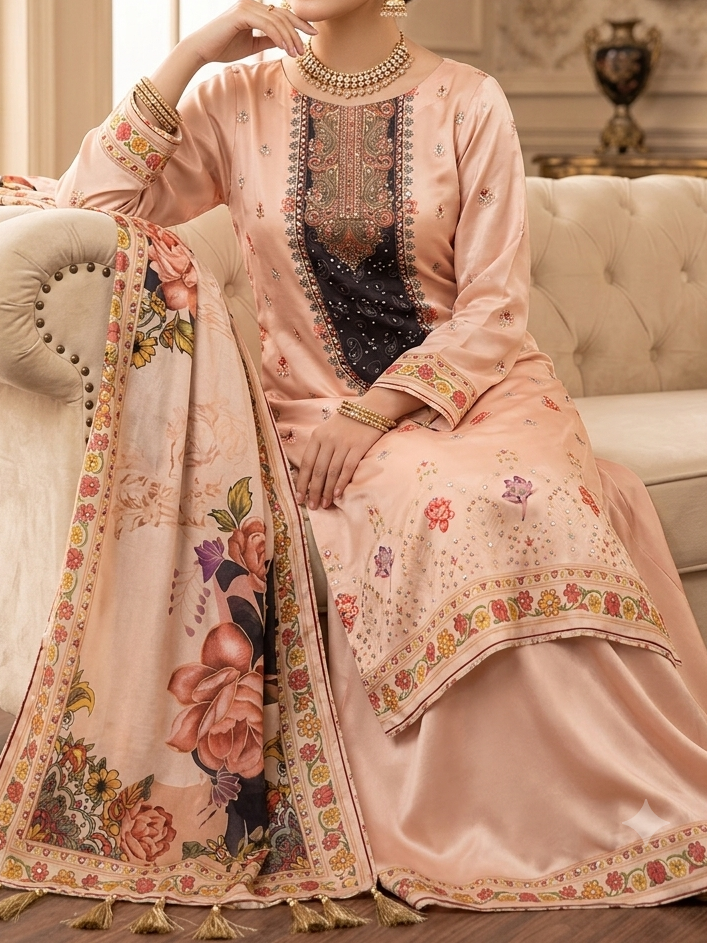 Handwork Digital Printed Silk 3pc