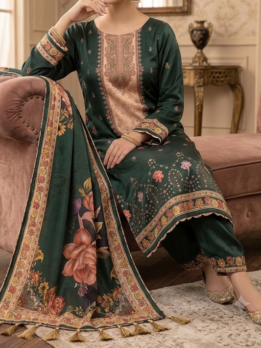 Handwork Digital Printed Silk 3pc