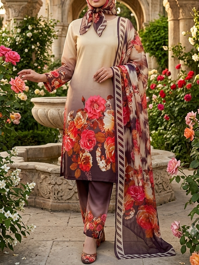 Digital Printed Silk 3pc