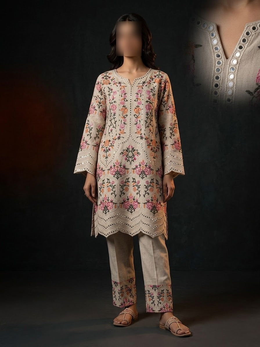 Ready-To-Wear 2pc Co-Ords Set Embroidered