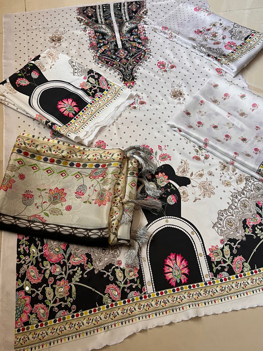 Handwork Digital Printed Silk 3pc