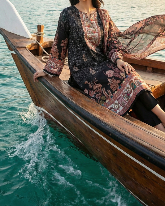 Handwork Digital Printed Silk 3pc