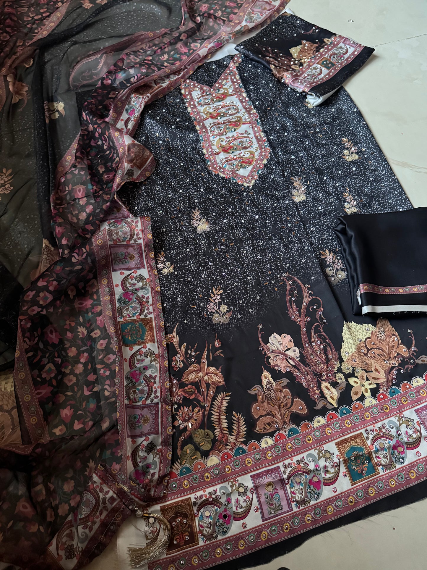 Handwork Digital Printed Silk 3pc