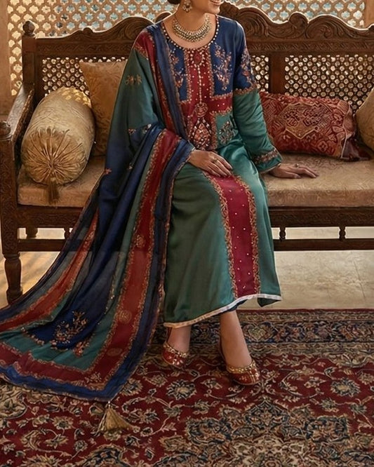 Handwork Digital Printed Silk 3pc