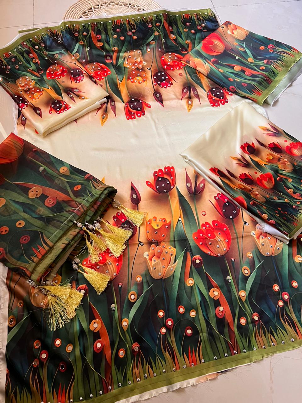 Handwork Digital Printed Silk 3pc