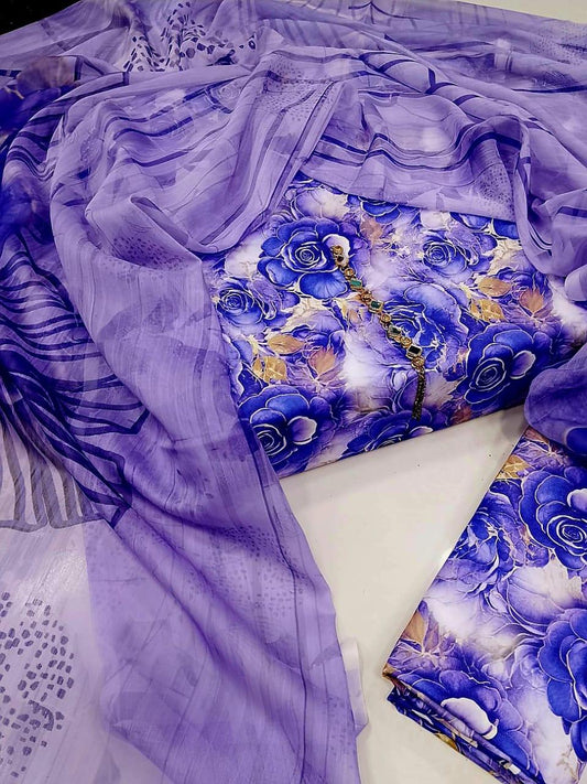 Digital Printed Swiss Lawn 3pc