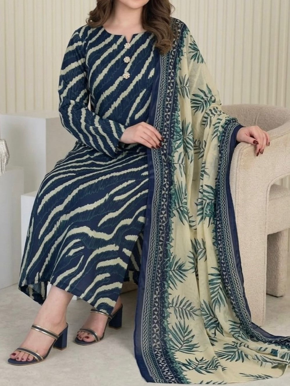 Digital Printed Swiss Lawn 3pc