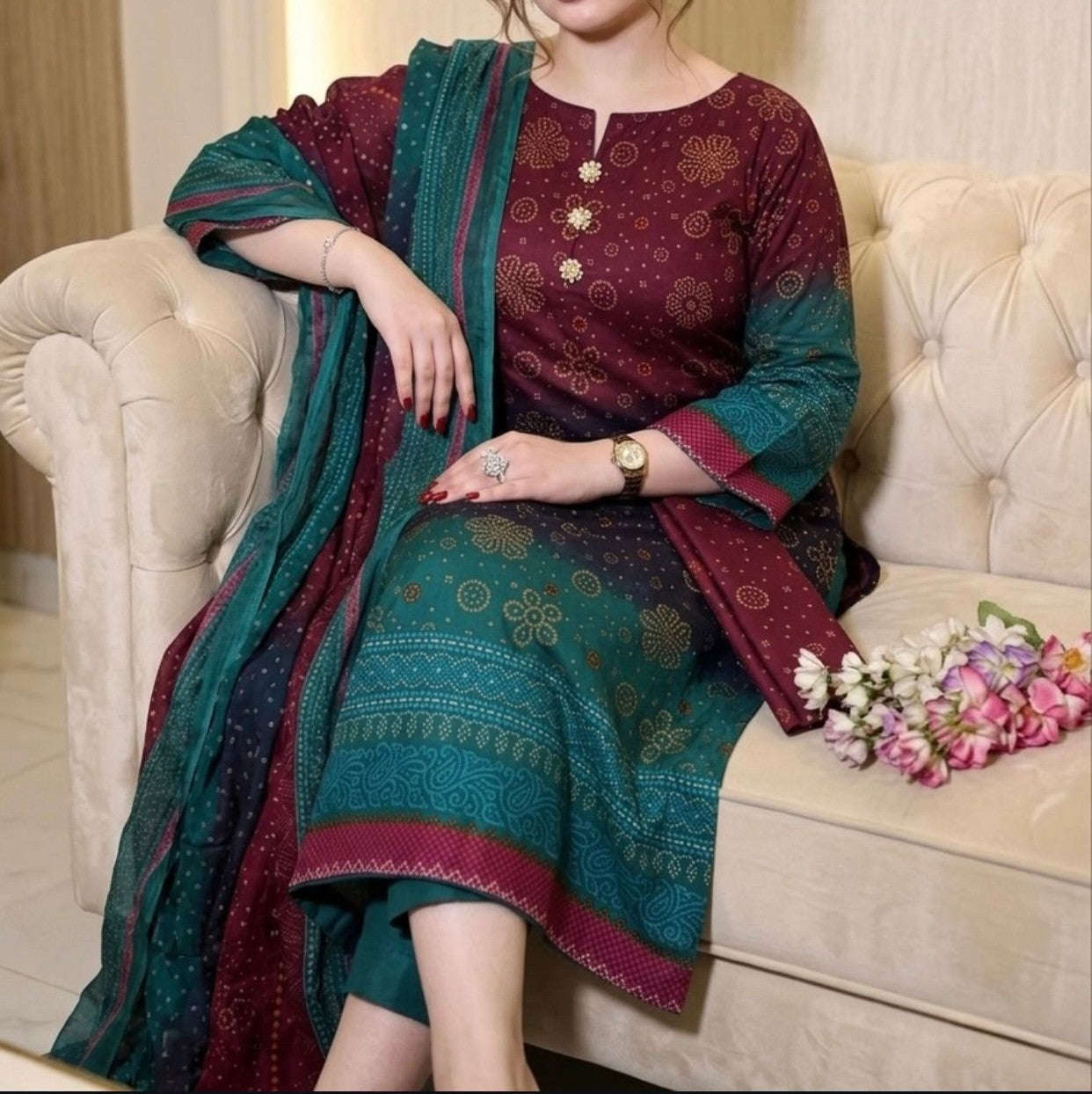 Digital Printed Swiss Lawn 3pc