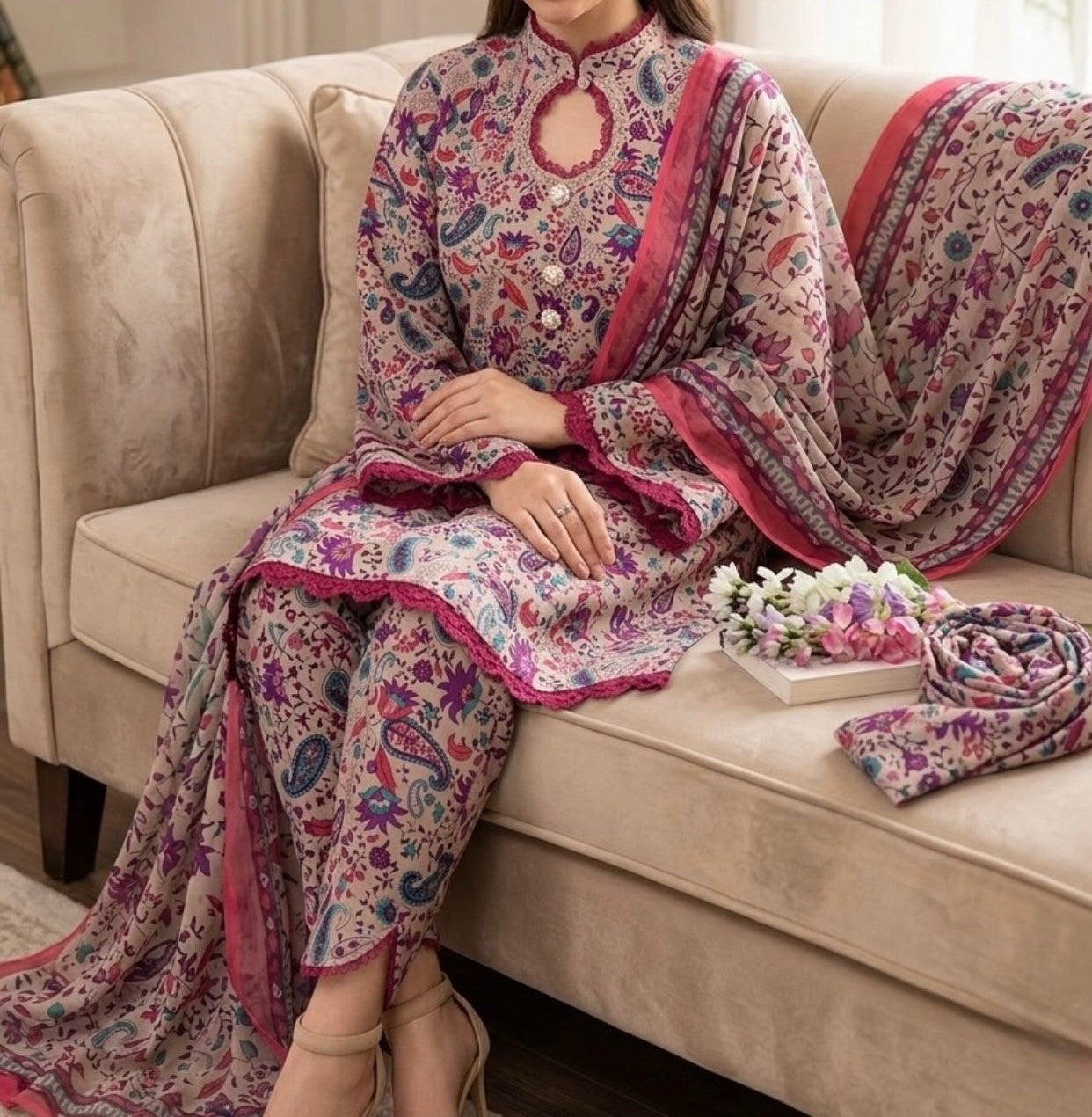 Digital Printed Swiss Lawn 3pc