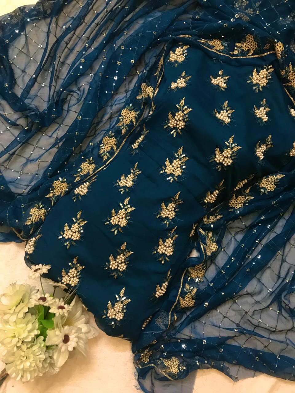 Embroidered Chiffon 3pc Dress