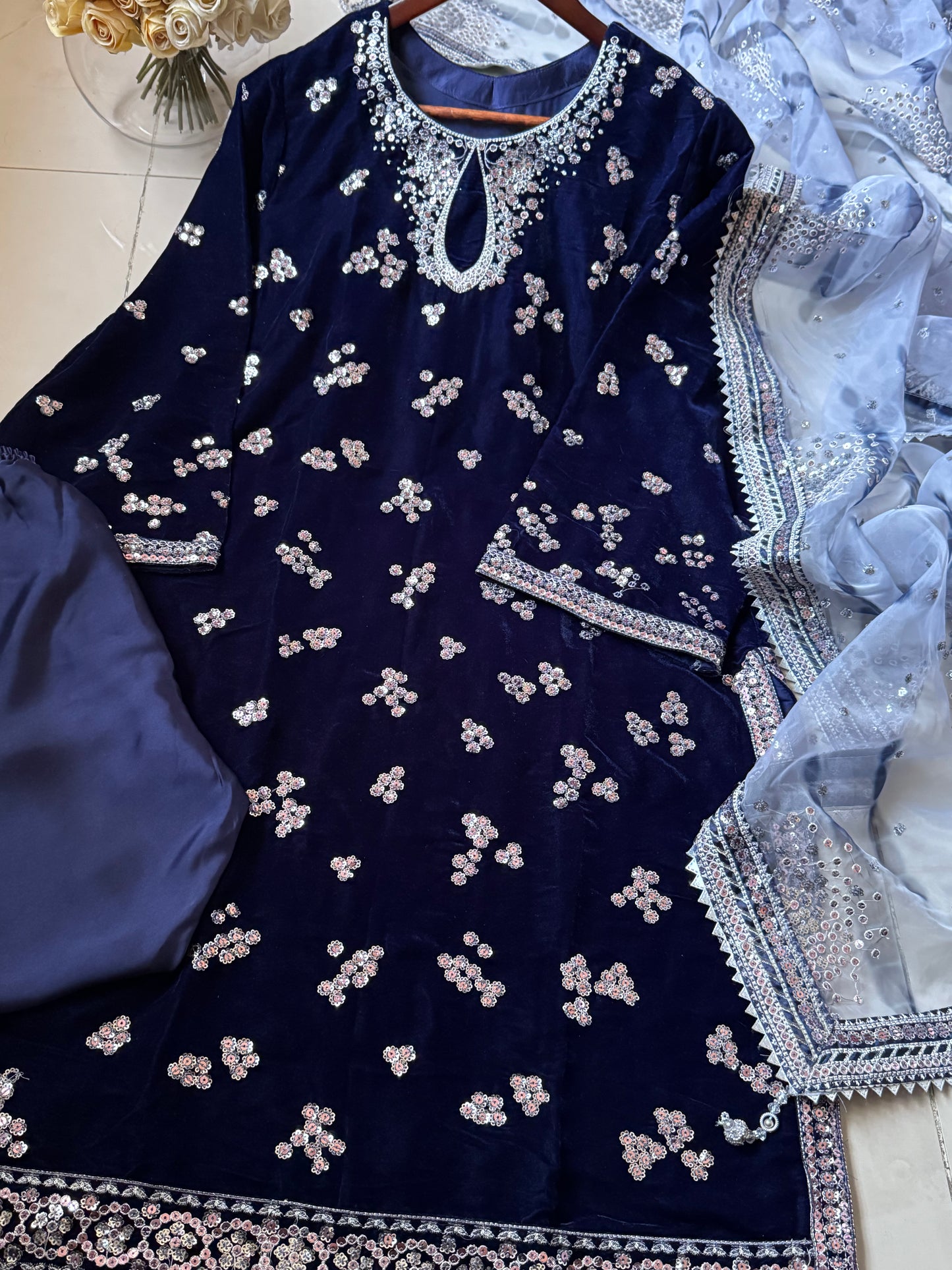 Velvet Embroidered 3pc Dress Winter Collection