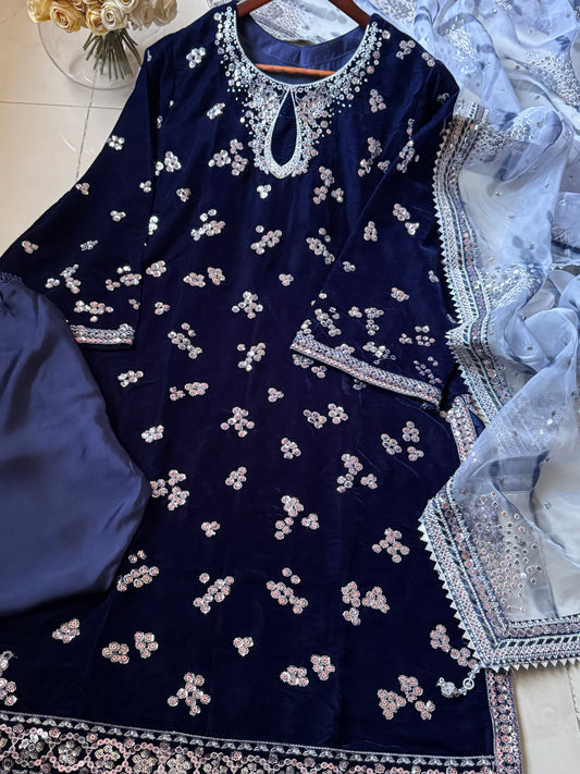 Velvet Embroidered 3pc Dress Winter Collection