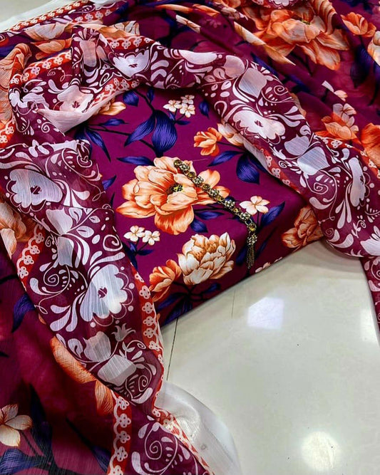 Digital Printed Swiss Lawn 3pc