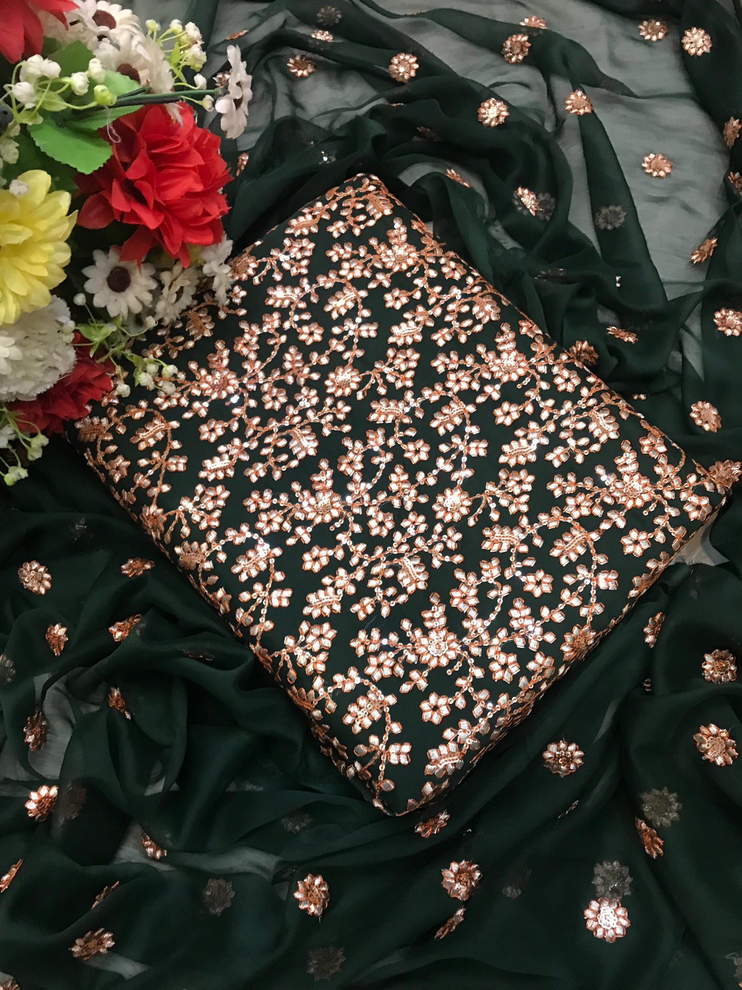 Gota Design Chiffon 3pc Embroidered Dress