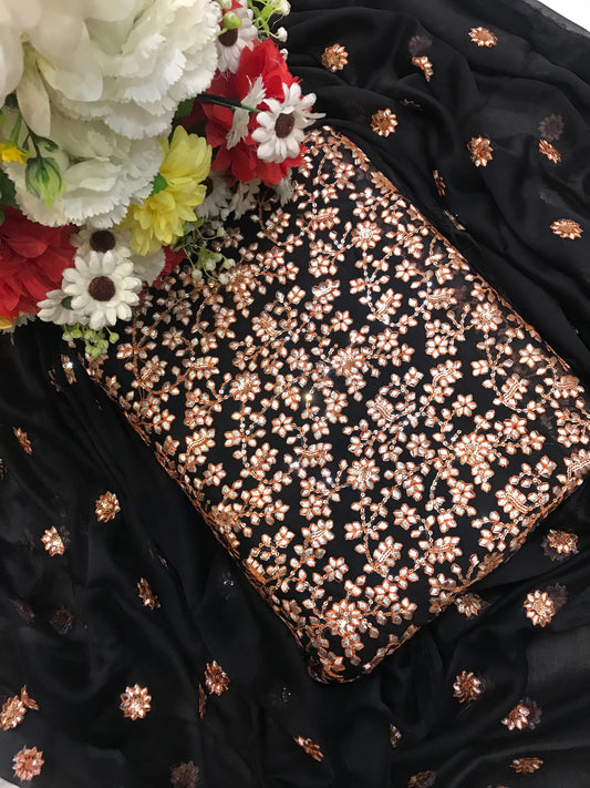 Gota Design Chiffon 3pc Embroidered Dress