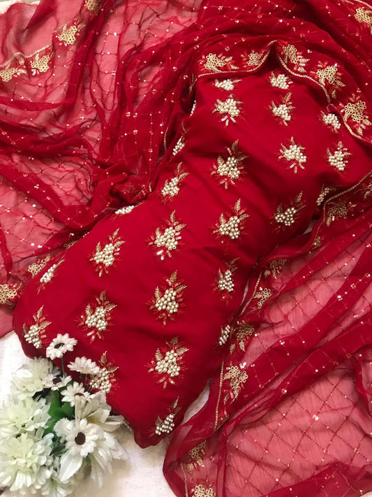 Embroidered Chiffon 3pc Dress