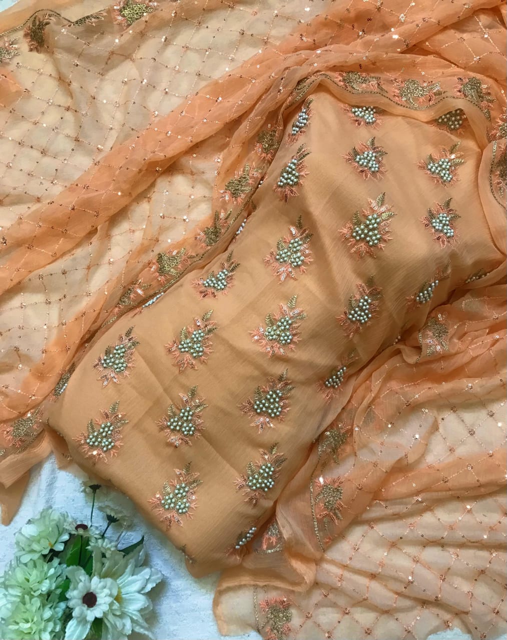 Embroidered Chiffon 3pc Dress