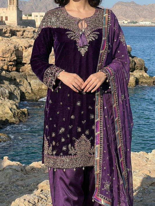 Velvet Embroidered 3pc Dress Winter Collection