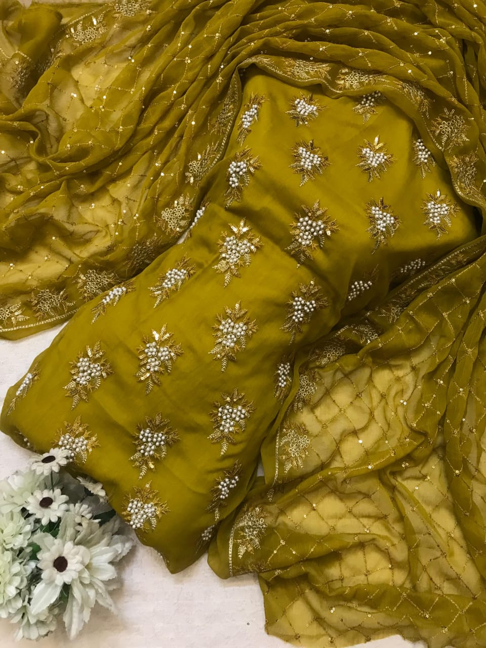 Embroidered Chiffon 3pc Dress