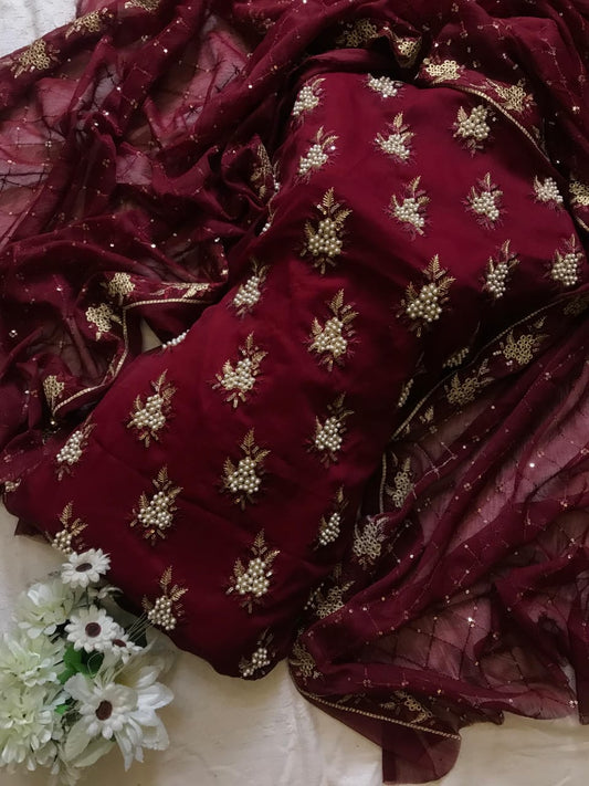 Embroidered Chiffon 3pc Dress