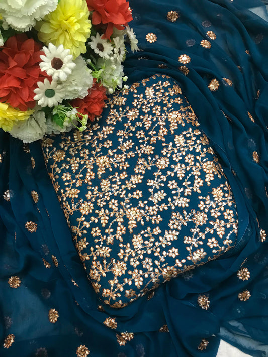 Gota Design Chiffon 3pc Embroidered Dress