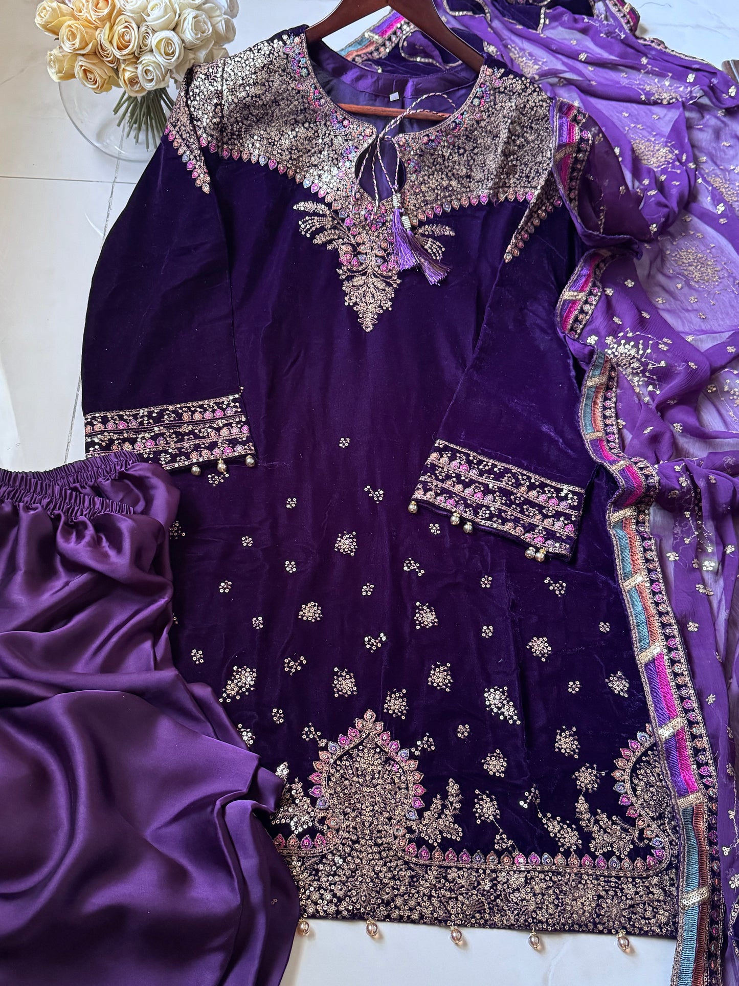 Velvet Embroidered 3pc Dress Winter Collection