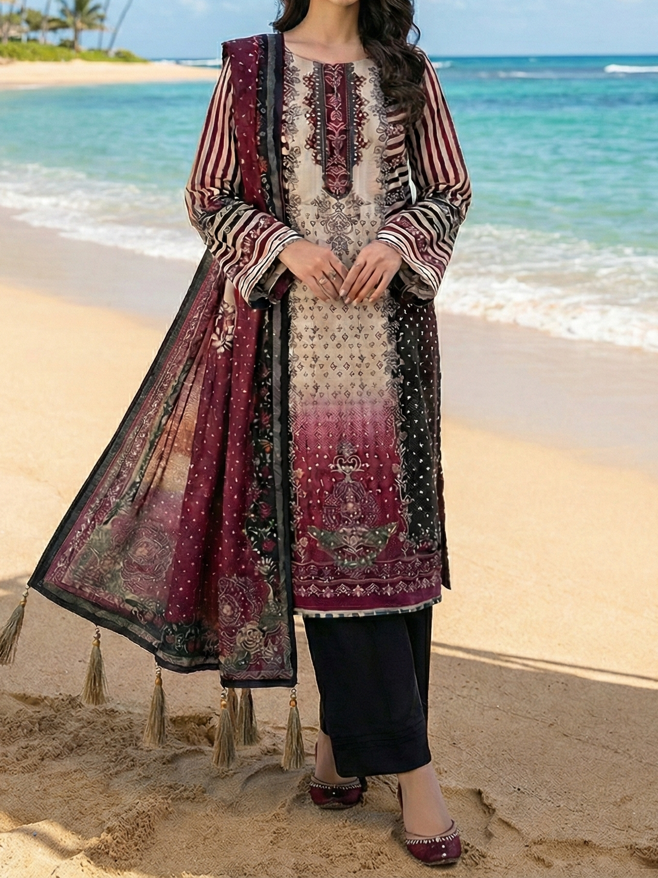 Handwork Digital Printed Silk 3pc