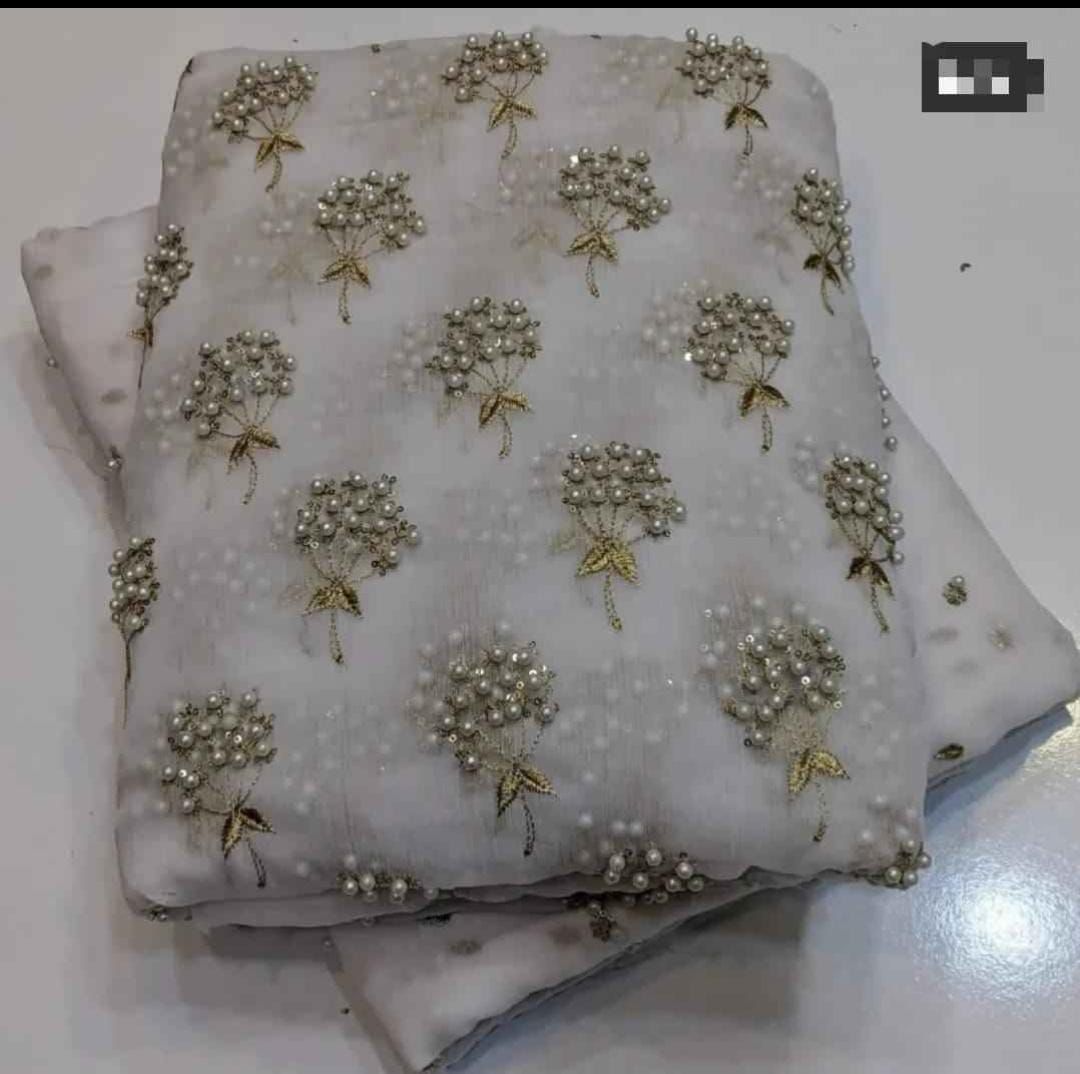 Pearls Chiffon 3pc Embroidered Dress