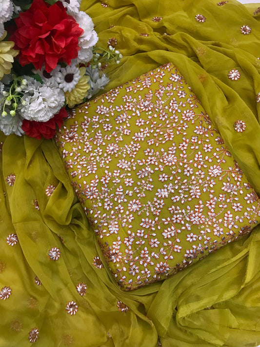 Gota Design Chiffon 3pc Embroidered Dress