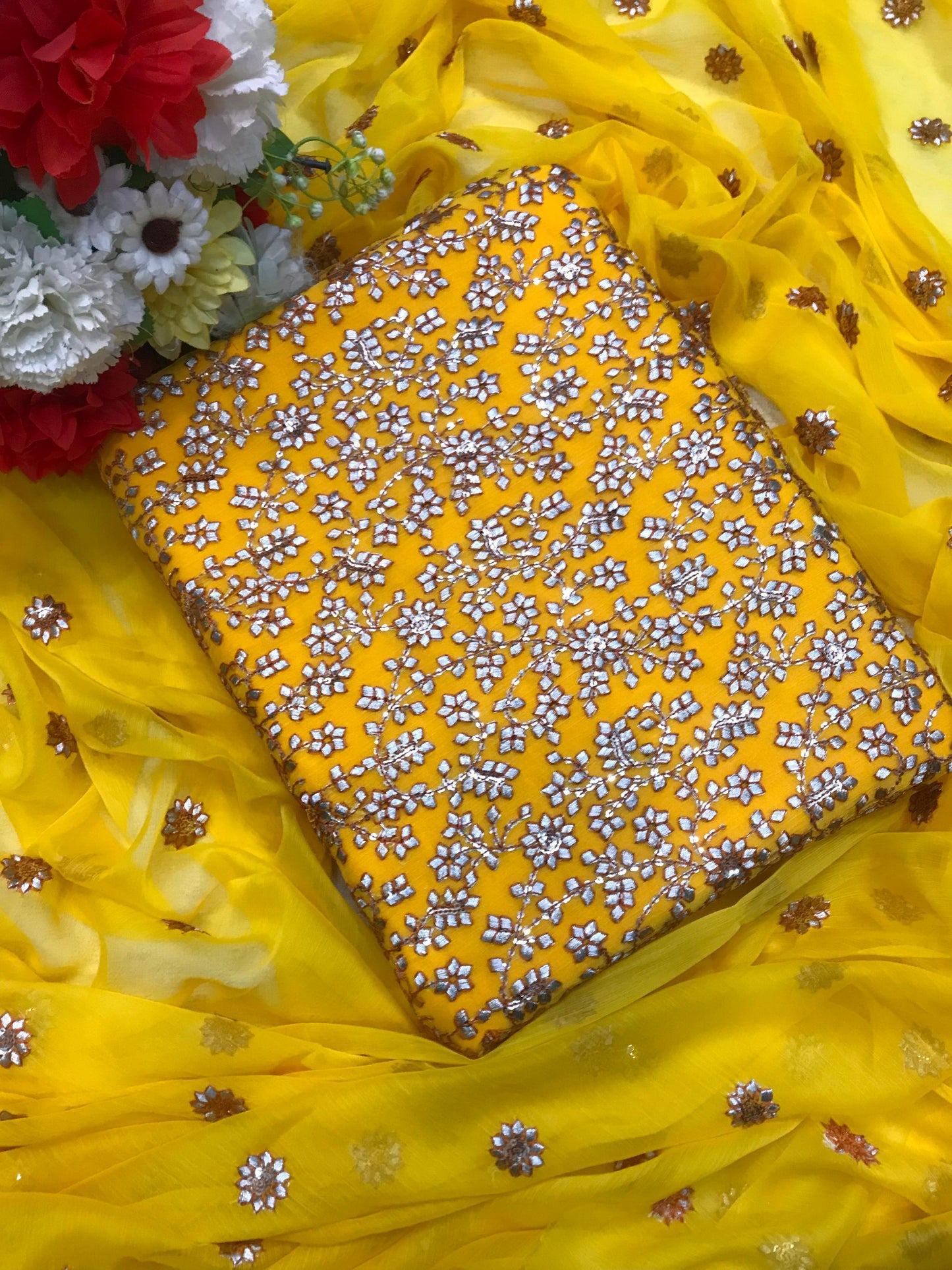 Gota Design Chiffon 3pc Embroidered Dress