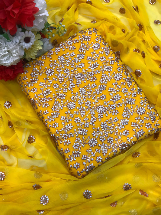 Gota Design Chiffon 3pc Embroidered Dress