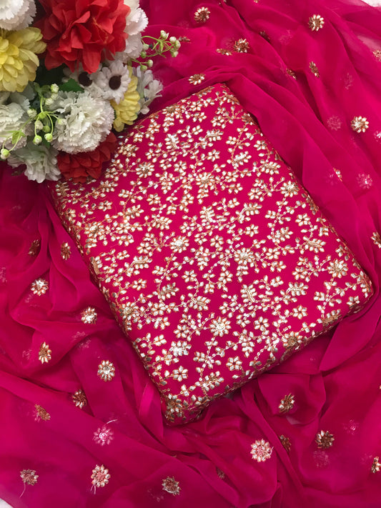 Gota Design Chiffon 3pc Embroidered Dress