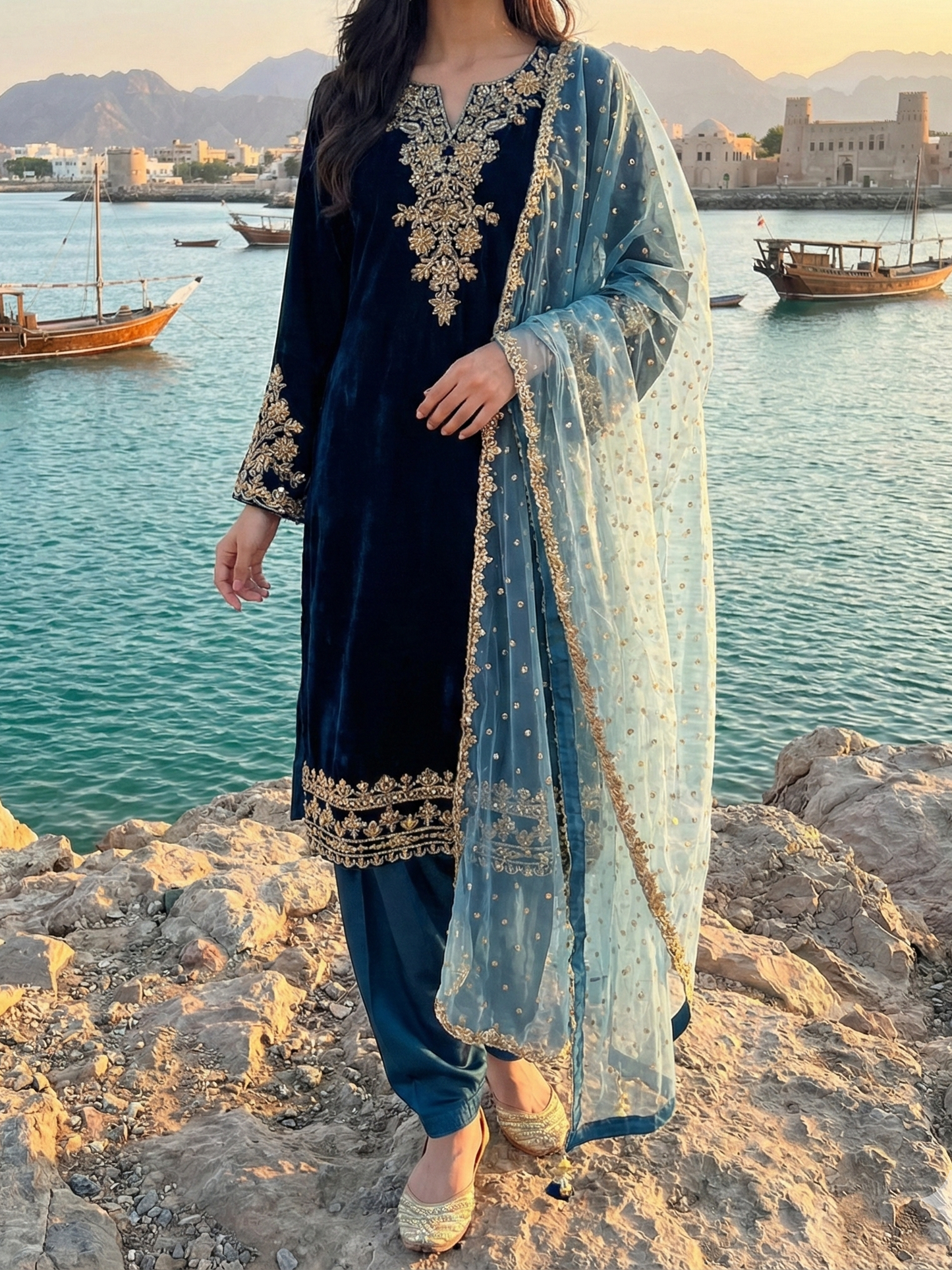 Velvet Embroidered 3pc Dress Winter Collection