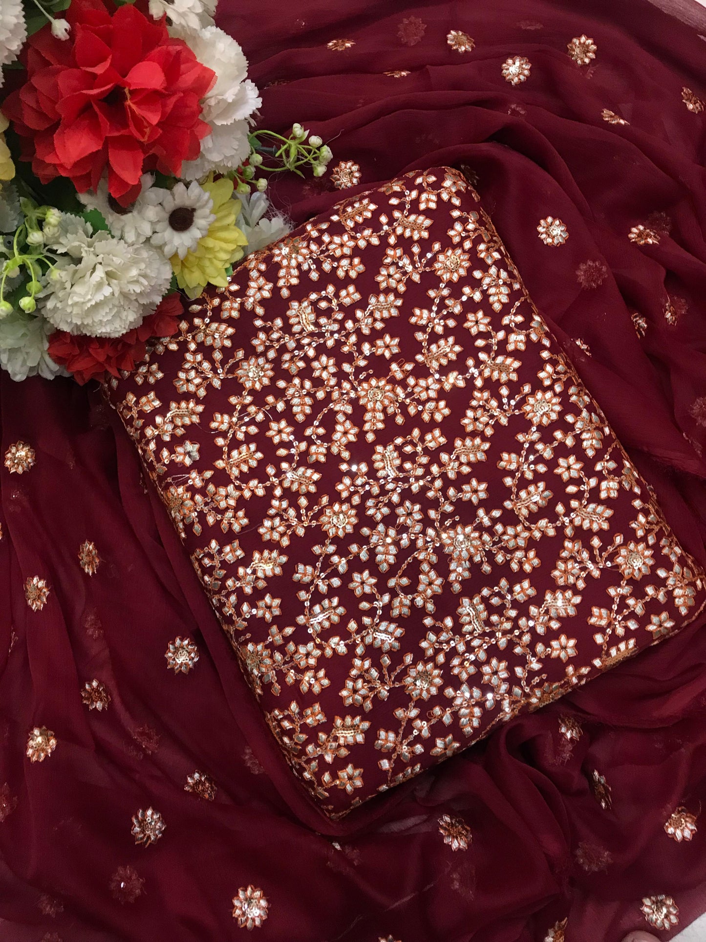 Gota Design Chiffon 3pc Embroidered Dress