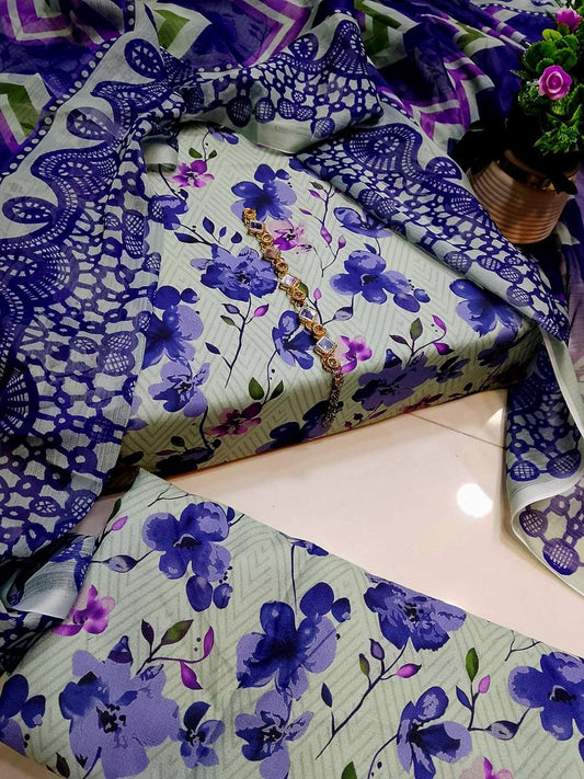 Digital Printed Swiss Lawn 3pc