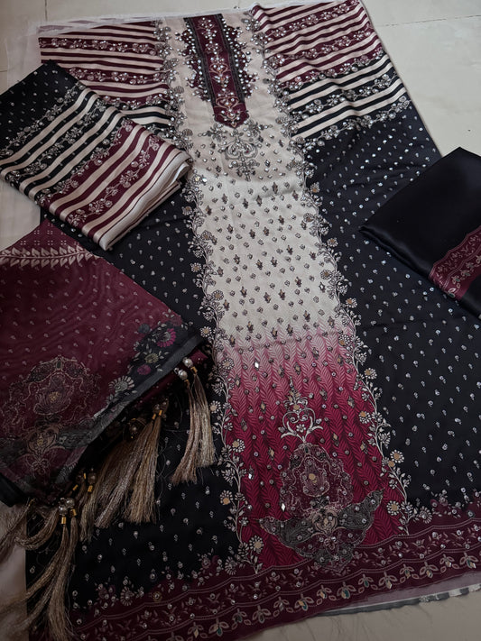 Handwork Digital Printed Silk 3pc