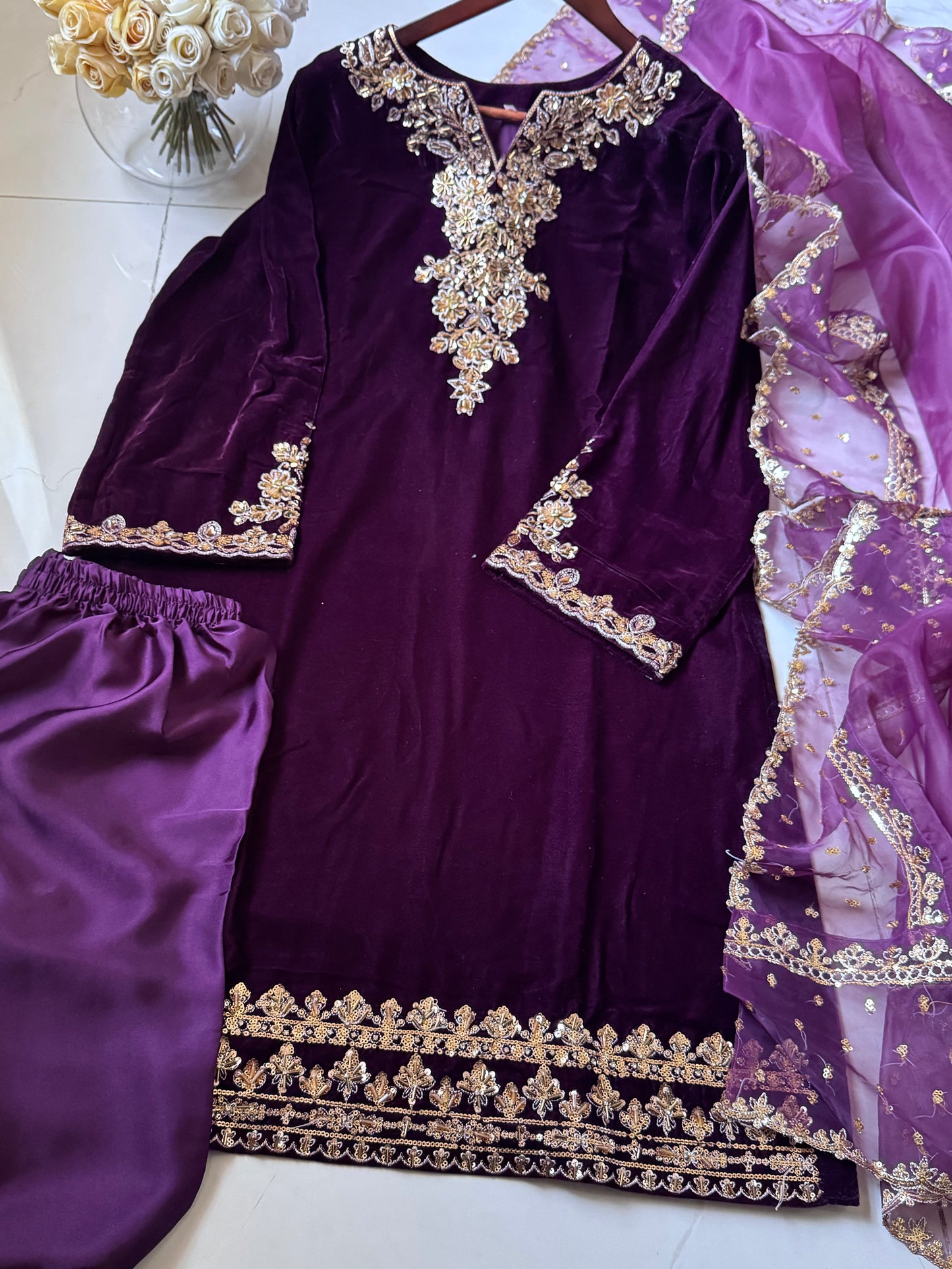 Velvet Embroidered 3pc Dress Winter Collection