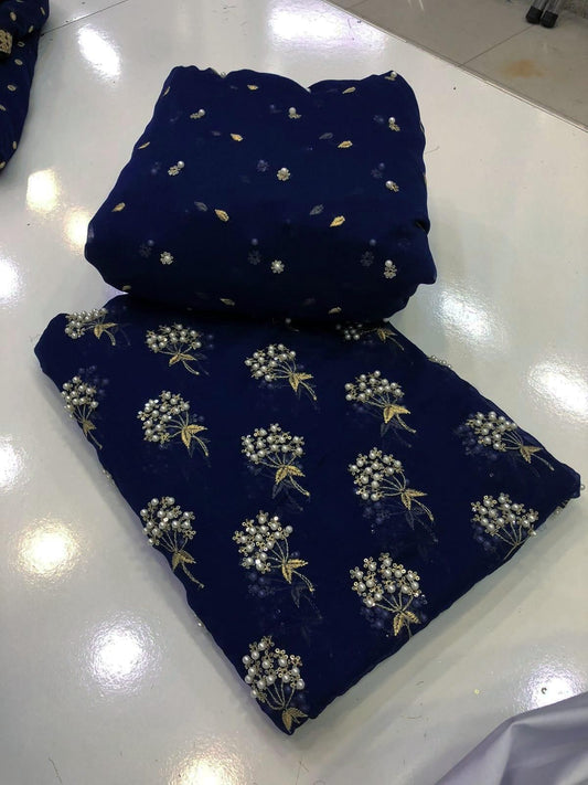 Pearls Chiffon 3pc Embroidered Dress